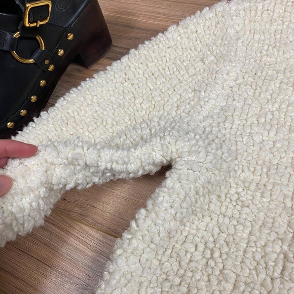 T by Alexander Wang Cropped Sherpa Sweater Women's Size M Color Cream - Picture 6 of 8